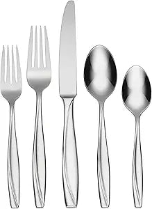 Oneida Silverware Set, Camlynn Mirror 20-Piece Everyday Flatware Set, Service For 4, 18/0 Stainless Steel, Knives Spoons And Forks Sets, Dishwasher Safe, Home and Kitchen Utensils(Silver, 20 Piece)