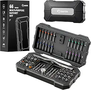 Saker 66 in 1 Magnetic Screwdriver Set Portable Multi Bit Ratcheting Kit with Detachable Handle for Dad Gifts Home Electronics, Computer, Furniture, Bike, DIY