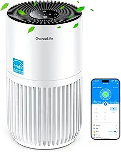 GoveeLife Mini Air Purifier for Bedroom, Smart Filter Air Purifier with App Alexa Control for Pet Hair, Odors, Pollen, HEPA Portable Air Cleaner with 3 Speeds, 2 Modes, Timer, Aroma for Home