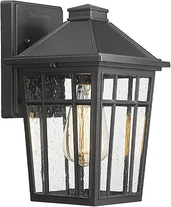 Darkaway Outdoor Sconce Lights Wall Light Fixtures, Front Porch Light Outdoor Wall Anti-Rust Waterproof Aluminum with Glass Exterior Light Fixture for Patio, Yard, Doorway, Garage(1 Pack, Black)