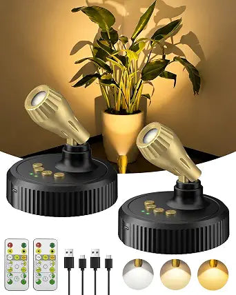 LED Spotlights Indoor with Remote, Uplights with Timer (2 Pack)