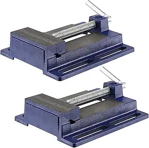 SEUNMUK 2 Pack 4 Inch Light Duty Drill Press Vise, Metal Drill Press Table Vise Clamp, Blue Forged Iron Low Profile Bench vise for Woodworking, Metalworking, Sawyer
