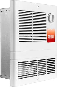 9815WH High Capacity Wall Heater with Built-In Adjustable Thermostat for Indoor Use, 1500W/750W, 120/240V, White