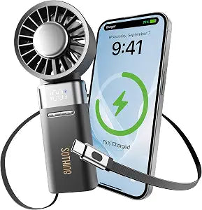 SOTHING Handheld Fan with Power Bank and Retractable USB-C Cable