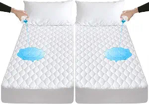 Waterproof Split King Mattress Protector for Adjustable Beds, Breathable Noiseless Split King Mattress Pad Cover, 6-18 Inches Deep Pocket, White