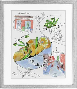 Italian Kitchen Sketch Collection, 13 x 16 Inch Framed Print Under Glass