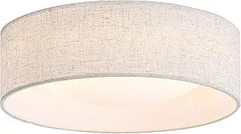 CALOKES 13" Fabric Flush Mount Ceiling Light, 24W 3000K LED Closed to Ceiling Light Fixture with Classic Linen Drum Design for Bedrooms, Kitchen, Dining Room, Hallway