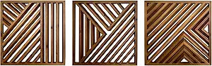 Musanpou Wooden Geometric Home Wall Decor Slatted Wood Design Wall SculptureSet of 3 Wood Wall Art decorateBoho Bathroom Bedroom Living Room rustic Home Decoration