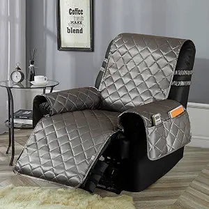 STONECREST Cooling Recliner Chair Cover - Silky Satin Recliner Cover, Recliner Slipcover Stay in Place (Dark Grey, Recliner 23" Regular)