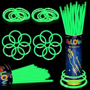 100 Pack 8" Green Glow Sticks Bulk - Glow Necklaces & Bracelets with Connectors, Bright Neon Glow in The Dark Party Favors Supplies for St Patricks Day Christmas Halloween Birthday New Year Carnival