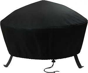 Sunnydaze 58-Inch Fire Pit Cover Round - Outdoor Fire Pit Cover - Weather-Resistant PVC with Drawstring Closure - Durable Protection for All Seasons - Black