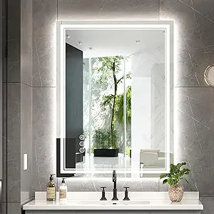 Ratsamee 24x32 Inch LED Bathroom Mirror with Frontlit & BacklitIndependent Control, Lighted Mirror for Bathroom Wall with 3-Color Dimmable & Anti-Fog, Vanity Mirror with Lights