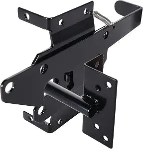 Advantage Industries Stainless Steel Gate Latch | Self- Latching Gate Latch | Padlock Lockable | Heavy-Duty Spring | Left & Right Reversable | for Vinyl/PVC & Wood Gates  Black