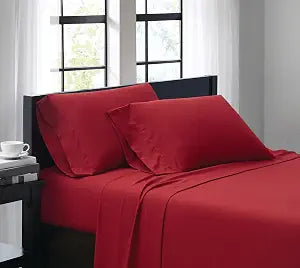 TRULY SOFT Everyday Sheet Set Red Polyester 3-Piece Twin Sheet Set, Solid Color Themed, Adult Bedding, Oeko-TEX Certified