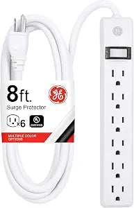 GE Power Strip, 6 Outlet Extender, 8 Ft Long Extension Cord