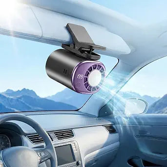 2026 Clip-on Car Air Conditioner Fan,Neck-style ice compress fan,with LED Display,360 Rotatable, 200 Speed Settings, Rechargeable Handheld Device,Suitable for Vehicles,waist,Office,Outdoor Use