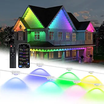 Permanent Outdoor Lights, 150ft with 90 LEDs Smart RGB, 68+ Scene Modes IP66 Waterproof, Alexa/Google Assistant Compatible Holiday Lighting for Christmas Halloween Patio Decor