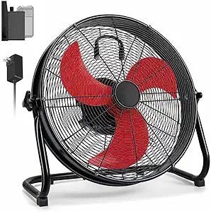 18" Brushless Cordless Floor Fan Compitable with Milwaukee 18V Battery(Tool Only), 2500 CFM Quiet Industrial Fan with AC Adapter, 5 Speeds 360┬░Tilt Portable Metal Shop Fan for Garage Jobsite Camping