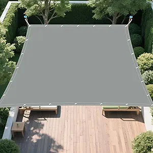 Waterproof Sun Shade Sail 13' x 16' Rectangle UV Block Shade Fabric Sun Shade Cloth Privacy Screen with Grommets for Backyard Yard Deck Patio Garden Outdoor Activities, Light Grey