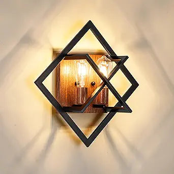 Farmhouse Wall Sconce with Black Finish & Wood Grain,Rustic Wall Sconces Indoor Wall Light Fixtures 17.8in for Stairway, Living Room, Bedroom, Bathroom (2 Light,E26 Base, No Bulbs)