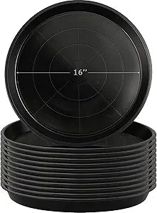 Eccliy 12 Pcs Plastic Plant Saucers Round Plant Tray Large Flower Pot Heavy Duty Planter Water Trays Thick Planter Drip Saucers for Indoors and Outdoors(16 Inch,Black)