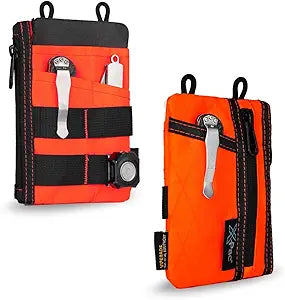 VIPERADE VE18N EDC Pocket Pouch, EDC Organizer Pouch for Men, 4 EDC Slots with 2 Zipper Pockets Multitool Pocket Pouch, Slim EDC Wallet EDC Pocket Organizer Pouch for Everyday Carry (XPAC-Hot Orange)