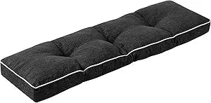 IPYNBAP Bench Cushion, 36 x 14 Inch Patio Furniture Cushions with Durable Ties, Soft Memory Foam Bench Cushions for Indoor/Outdoor Furniture with Non-Slip Bottom, Kitchen&Dining, Black