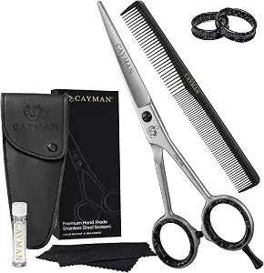 CAYMAN 6.5" Silver Straight Hair Scissors, Professional Barber Scissors