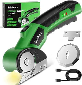 Cordless Electric Scissors, 4V Cardboard Cutter with 2 Blades, LED Light