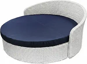 66" Outdoor Daybed Cushion Cover Replacement Patio Round Mattress Protective Covers with Elastic Pope Edge (Only Cover) (Navy Blue, 66cover)