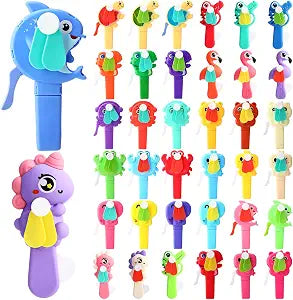 38 Pcs Mini Fans Bulk, Cute Animals Handheld Fan Summer Party Favor