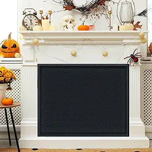Magnetic Fireplace Draft Cover, Fireplace Blocker Blanket Stops Heat Loss, Adjustable Fire Place Draft Stopper Save Energy for Indoor Iron Frame Black 33" W x 29" H
