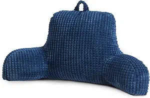 A Nice Night Reading Pillow Bed Wedge Standard Size Backrest with Arms Back Support for Sitting Up in Bed/Couch for Lounging Bedrest,Waffle Stereoscopic Design,Navy