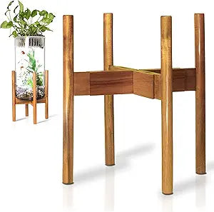 RAINBLELAND Acacia Hardwood Adjustable Plant Stand Indoor, Planter Stand Pot, Mid Century Modern Planter Holder for Indoor Plants, Outdoor Pedestal fits 8 9 10 11 12 Inches Pots, Wooden Pedestal Only