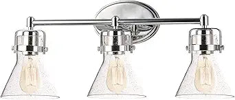 Maxim Lighting Seafarer 3-Light Bath Vanity Light | Polished Chrome Steel Finish | Seedy Glass Shade | Industrial Indoor Light Fixture | Ideal for Bathrooms & Powder Rooms | Dimmable | 26113CDPC