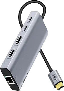 USB C Laptop Docking Station Dual HDMI Monitor 10in1 Dongle Type-C Hub Dock