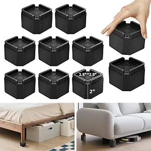 8 Pack Furniture Risers Adjustable Bed Risers Lift 2, 4, 5.9 Inch