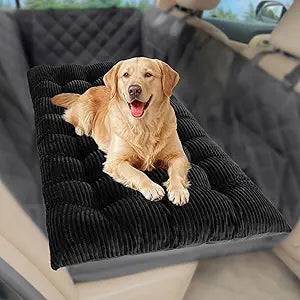 Loiion Dog Car Bed Mat - Non-Slip Backseat Extender Pet Mat, Flannel 100% Cotton Filling, Washable Dog Travel Bed Fits SUVs/Sedans/Trucks for Large, Jumbo, Medium, Small Dogs Breeds