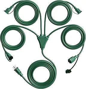 Eversimpleinc 1 to 4 Splitter Extension Cord, 3 Prong Plug 46FT