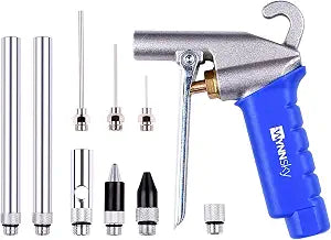 High Flow Air Blow Gun with 9 PCS Blower Tips, 6 inch Extensions, Needle and Rubber Tip, Xtreme Flow Nozzle, Adaptor, 120PSI Working Pressure, Air Compressor Accessories Kit, Cleaning Air Tool