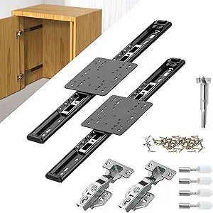 Pisman 12 Inch Pocket Door Slides 2 PCS, Complete Hidden Sliding Hardware Kit for Inset Cabinet Doors, 45lbs Capacity Space Saving Solution for Kitchen Pantry and Closet