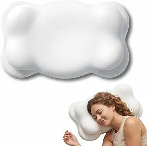 MOYEE New Large Cloud Pillow 28x15x5 Inch, Ergonomic Memory Foam Cervical Neck Pillow with Dual-Layer Four-Corner Support, Cooling Cover, for Back Side Stomach Sleepers (White)
