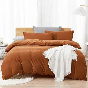 Dreaming Wapiti Duvet Cover Queen,Washed Microfiber Terracotta Queen Size Duvet Cover Set,Solid Color - Soft and Breathable with Zipper Closure & Corner Ties (Terracotta,Queen)