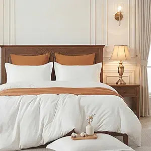 100% Pure Cotton Linen Feel Natural White Muslin Duvet Cover King Size, Plain Weave Duvet Cover Set, Soft Comforter Cover Linen Like, Minimalist Gauze Duvet Cover with 2 Pillowcases, 90"x104"