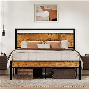 Z-hom Easy Assembly Sturdy Metal Platform Bed, Queen Size Bed Frame with Headboard & Footboard, Anti-Slip & Silent Support, No Box Spring Needed with Underbed Storage, Modern Bedroom Furniture