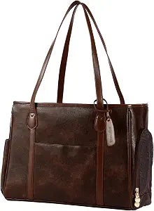 Stylish Dog Purse Carrier, Leather Pet Carrier Bag for Small Dogs Cats Puppy, Airline Approved Soft-Sided Carrier Coffee