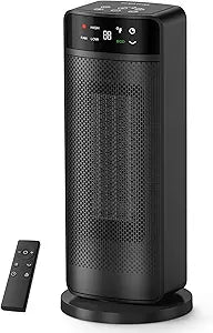 1500W Space Heaters for Indoor Use, PTC Ceramic Electric Heater Fast Heating with Remote, ECO, 59-95┬░F Digital Thermostat, Child Lock, 24H Timer, Oscillating Portable Electric Heater for Large Room