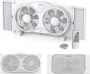 shinic 9" Quiet Window Fan with Remote Control - 2026 Upgraded, 3-Speed Reversible Airflow, Includes Removable Bug Screen, Dust Cover & Foam Sealing Tape, Expandable Panels 24"-37", ETL Listed