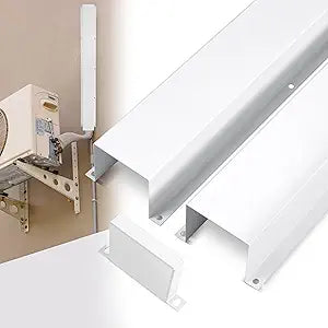 Metal Line Set Cover Kit for Mini Split/Central AC/Heat Pump, Weatherproof & Easy Install, Residential & Commercial Use (White, 3" x 3" x 6.5FT)