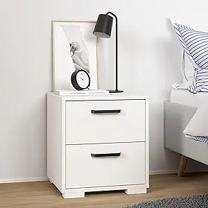 Tvilum Sofia 2-Drawer Bedroom Nightstand in White, 15.8" W x 15.6" D x 17.4" H